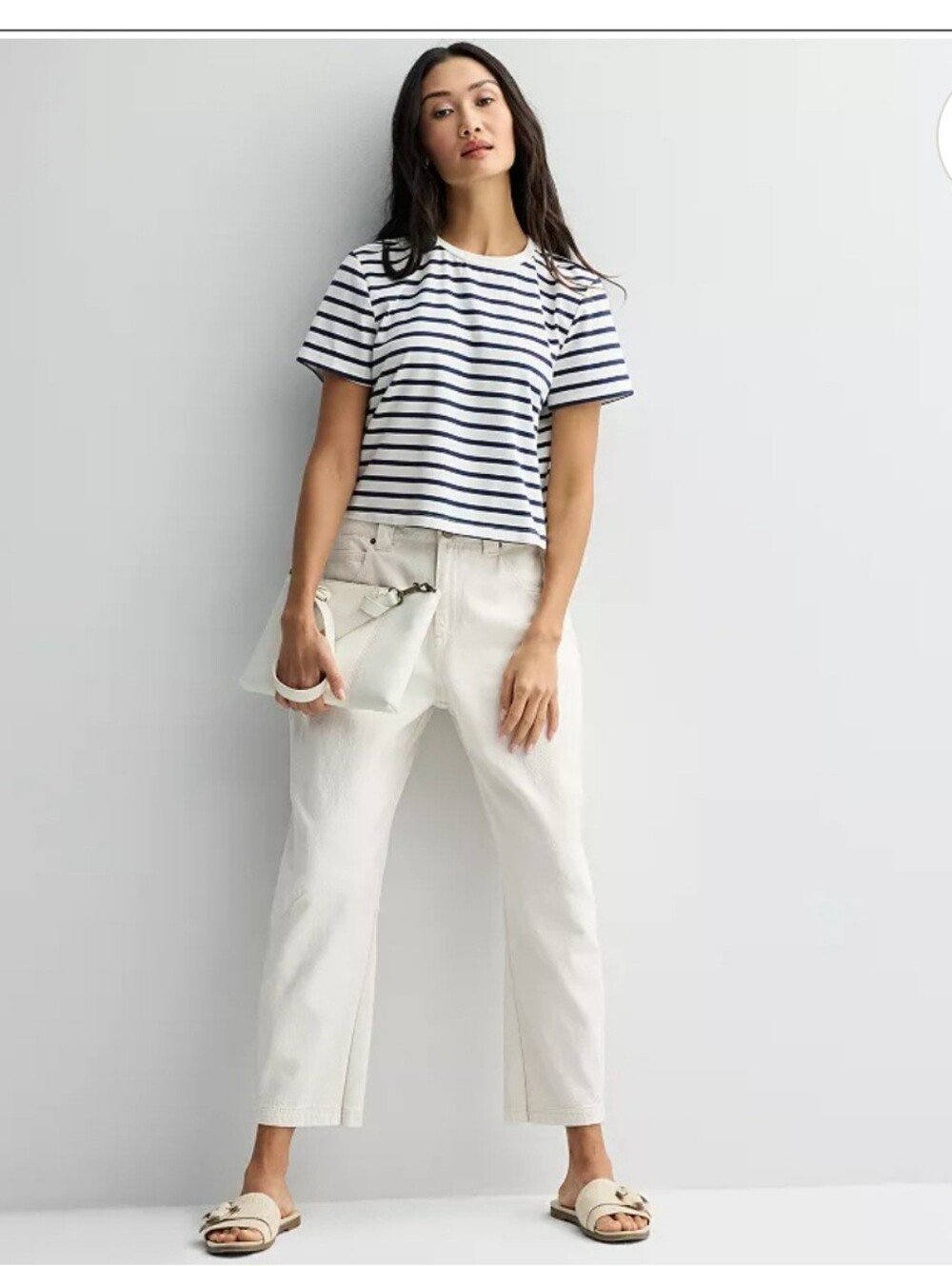 FOURTH + BAY Cream Denim Barrel  Pants Size 6